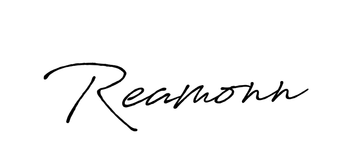 Use a signature maker to create a handwritten signature online. With this signature software, you can design (Antro_Vectra_Bolder) your own signature for name Reamonn. Reamonn signature style 7 images and pictures png
