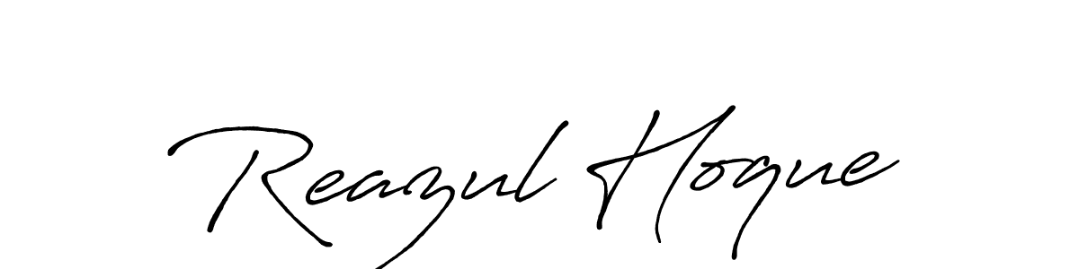 Create a beautiful signature design for name Reazul Hoque. With this signature (Antro_Vectra_Bolder) fonts, you can make a handwritten signature for free. Reazul Hoque signature style 7 images and pictures png