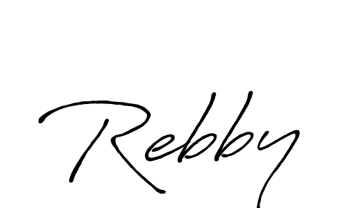 if you are searching for the best signature style for your name Rebby. so please give up your signature search. here we have designed multiple signature styles  using Antro_Vectra_Bolder. Rebby signature style 7 images and pictures png