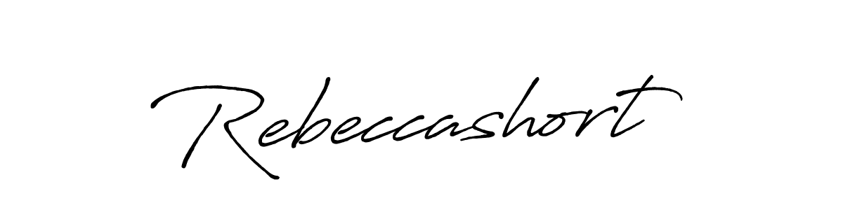 How to make Rebeccashort name signature. Use Antro_Vectra_Bolder style for creating short signs online. This is the latest handwritten sign. Rebeccashort signature style 7 images and pictures png