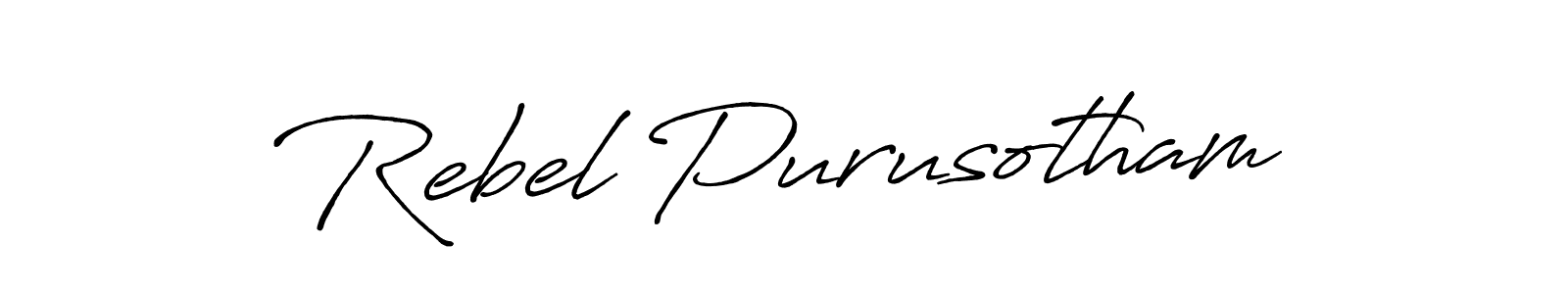 The best way (Antro_Vectra_Bolder) to make a short signature is to pick only two or three words in your name. The name Rebel Purusotham include a total of six letters. For converting this name. Rebel Purusotham signature style 7 images and pictures png