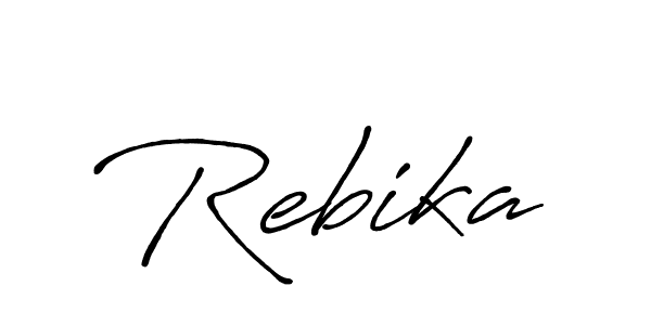 How to make Rebika name signature. Use Antro_Vectra_Bolder style for creating short signs online. This is the latest handwritten sign. Rebika signature style 7 images and pictures png