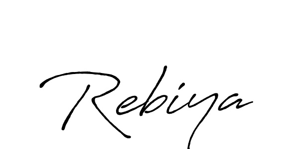 Use a signature maker to create a handwritten signature online. With this signature software, you can design (Antro_Vectra_Bolder) your own signature for name Rebiya. Rebiya signature style 7 images and pictures png