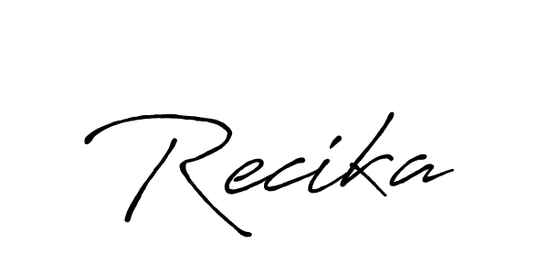 Also You can easily find your signature by using the search form. We will create Recika name handwritten signature images for you free of cost using Antro_Vectra_Bolder sign style. Recika signature style 7 images and pictures png