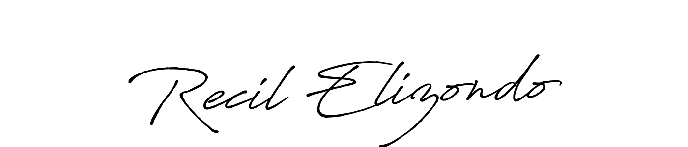 Make a beautiful signature design for name Recil Elizondo. With this signature (Antro_Vectra_Bolder) style, you can create a handwritten signature for free. Recil Elizondo signature style 7 images and pictures png