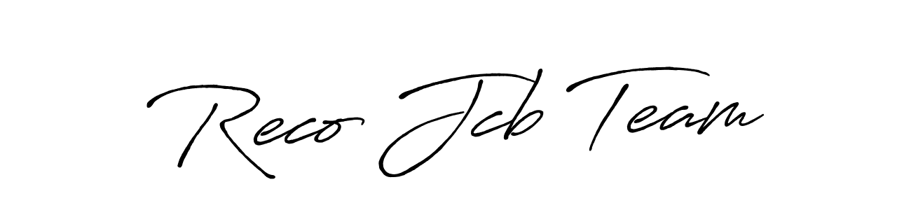 Similarly Antro_Vectra_Bolder is the best handwritten signature design. Signature creator online .You can use it as an online autograph creator for name Reco Jcb Team. Reco Jcb Team signature style 7 images and pictures png