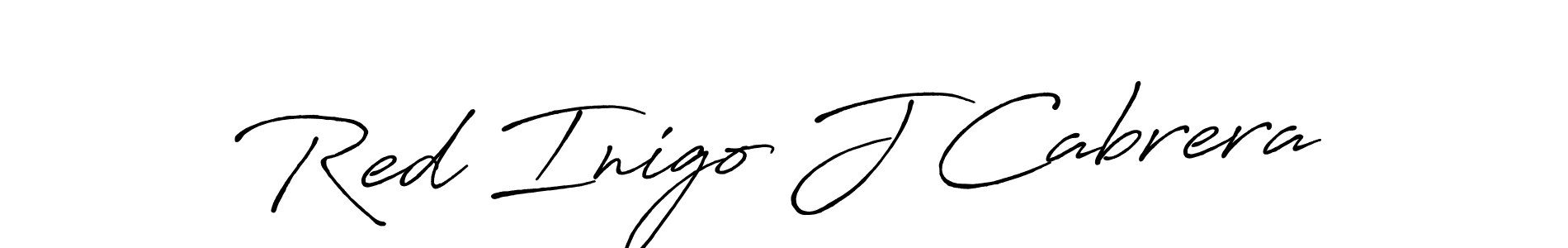 How to make Red Inigo J Cabrera name signature. Use Antro_Vectra_Bolder style for creating short signs online. This is the latest handwritten sign. Red Inigo J Cabrera signature style 7 images and pictures png