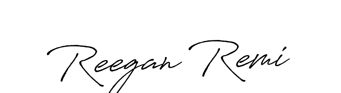 How to make Reegan Remi name signature. Use Antro_Vectra_Bolder style for creating short signs online. This is the latest handwritten sign. Reegan Remi signature style 7 images and pictures png