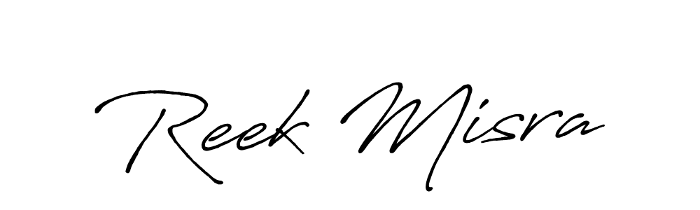 if you are searching for the best signature style for your name Reek Misra. so please give up your signature search. here we have designed multiple signature styles  using Antro_Vectra_Bolder. Reek Misra signature style 7 images and pictures png