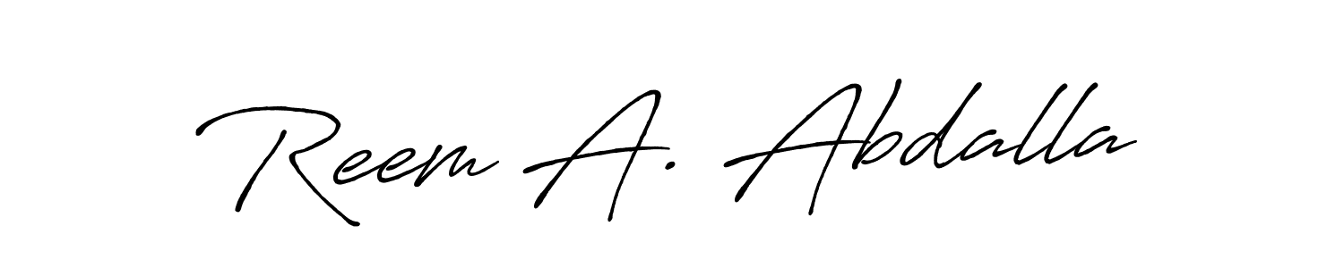 Also we have Reem A. Abdalla name is the best signature style. Create professional handwritten signature collection using Antro_Vectra_Bolder autograph style. Reem A. Abdalla signature style 7 images and pictures png