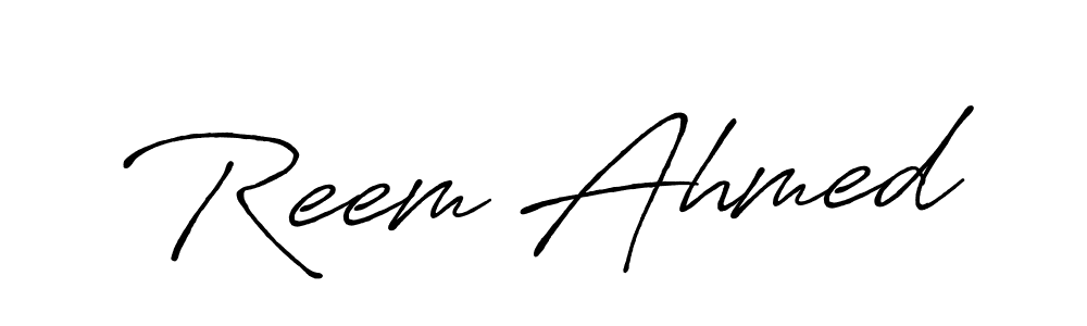 You should practise on your own different ways (Antro_Vectra_Bolder) to write your name (Reem Ahmed) in signature. don't let someone else do it for you. Reem Ahmed signature style 7 images and pictures png