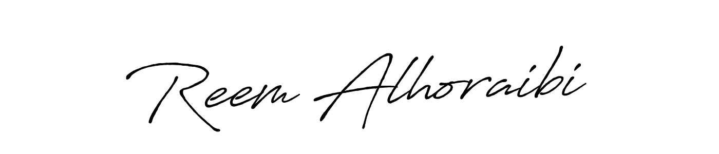 How to make Reem Alhoraibi name signature. Use Antro_Vectra_Bolder style for creating short signs online. This is the latest handwritten sign. Reem Alhoraibi signature style 7 images and pictures png