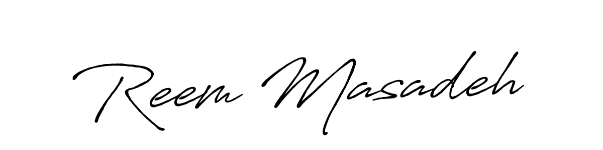Antro_Vectra_Bolder is a professional signature style that is perfect for those who want to add a touch of class to their signature. It is also a great choice for those who want to make their signature more unique. Get Reem Masadeh name to fancy signature for free. Reem Masadeh signature style 7 images and pictures png