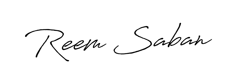 The best way (Antro_Vectra_Bolder) to make a short signature is to pick only two or three words in your name. The name Reem Saban include a total of six letters. For converting this name. Reem Saban signature style 7 images and pictures png