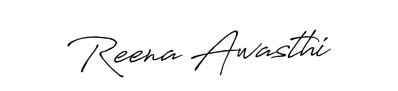 Make a beautiful signature design for name Reena Awasthi. With this signature (Antro_Vectra_Bolder) style, you can create a handwritten signature for free. Reena Awasthi signature style 7 images and pictures png