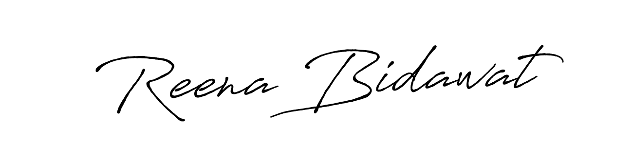 How to make Reena Bidawat signature? Antro_Vectra_Bolder is a professional autograph style. Create handwritten signature for Reena Bidawat name. Reena Bidawat signature style 7 images and pictures png
