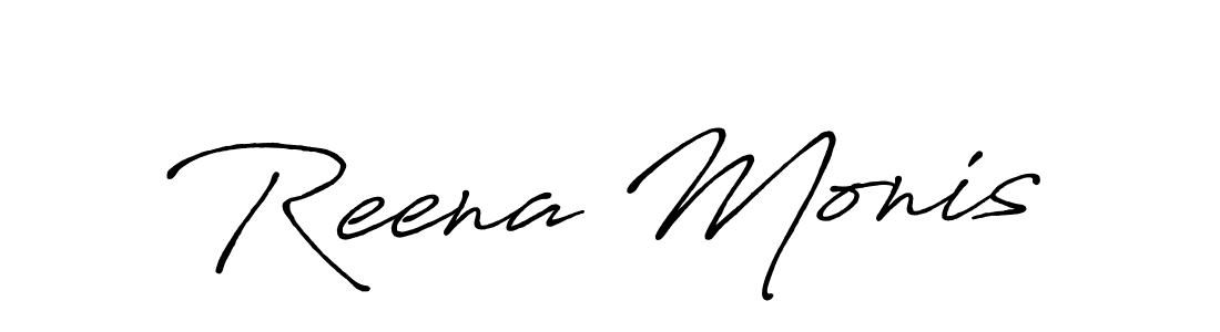 Create a beautiful signature design for name Reena Monis. With this signature (Antro_Vectra_Bolder) fonts, you can make a handwritten signature for free. Reena Monis signature style 7 images and pictures png