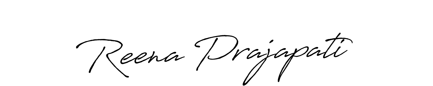 How to make Reena Prajapati name signature. Use Antro_Vectra_Bolder style for creating short signs online. This is the latest handwritten sign. Reena Prajapati signature style 7 images and pictures png