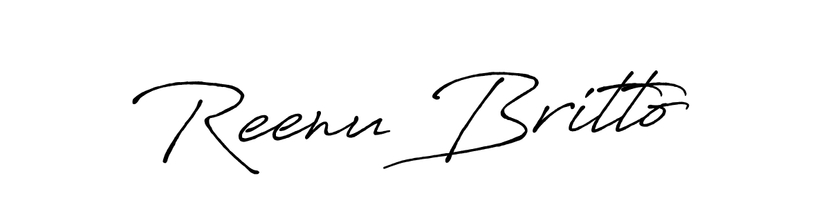 Make a beautiful signature design for name Reenu Britto. With this signature (Antro_Vectra_Bolder) style, you can create a handwritten signature for free. Reenu Britto signature style 7 images and pictures png