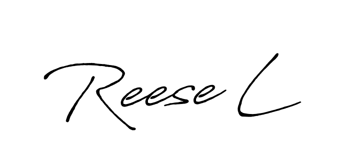 Similarly Antro_Vectra_Bolder is the best handwritten signature design. Signature creator online .You can use it as an online autograph creator for name Reese L. Reese L signature style 7 images and pictures png