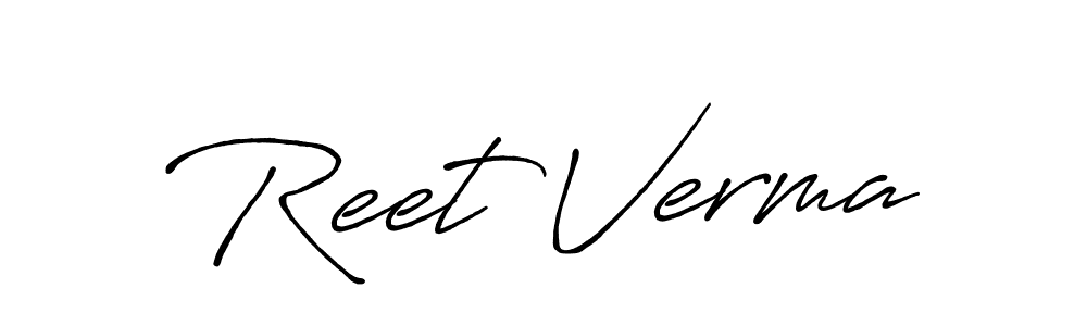 Make a beautiful signature design for name Reet Verma. With this signature (Antro_Vectra_Bolder) style, you can create a handwritten signature for free. Reet Verma signature style 7 images and pictures png