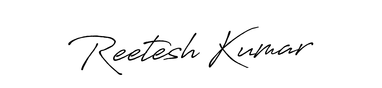 How to make Reetesh Kumar name signature. Use Antro_Vectra_Bolder style for creating short signs online. This is the latest handwritten sign. Reetesh Kumar signature style 7 images and pictures png