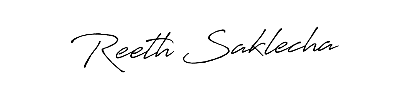 The best way (Antro_Vectra_Bolder) to make a short signature is to pick only two or three words in your name. The name Reeth Saklecha include a total of six letters. For converting this name. Reeth Saklecha signature style 7 images and pictures png