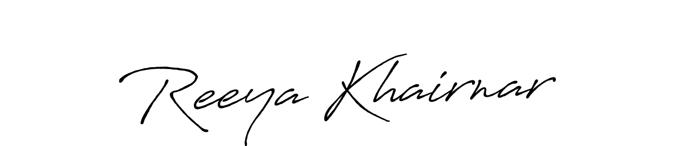 Make a beautiful signature design for name Reeya Khairnar. With this signature (Antro_Vectra_Bolder) style, you can create a handwritten signature for free. Reeya Khairnar signature style 7 images and pictures png