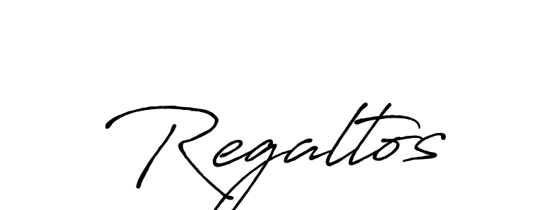 Create a beautiful signature design for name Regaltos. With this signature (Antro_Vectra_Bolder) fonts, you can make a handwritten signature for free. Regaltos signature style 7 images and pictures png