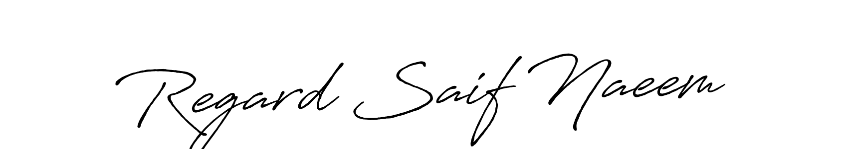 Make a beautiful signature design for name Regard Saif Naeem. With this signature (Antro_Vectra_Bolder) style, you can create a handwritten signature for free. Regard Saif Naeem signature style 7 images and pictures png