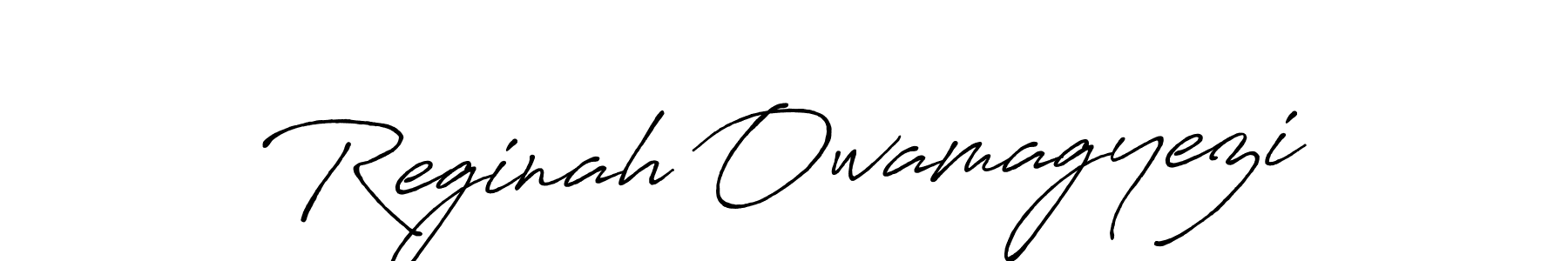 This is the best signature style for the Reginah Owamagyezi name. Also you like these signature font (Antro_Vectra_Bolder). Mix name signature. Reginah Owamagyezi signature style 7 images and pictures png