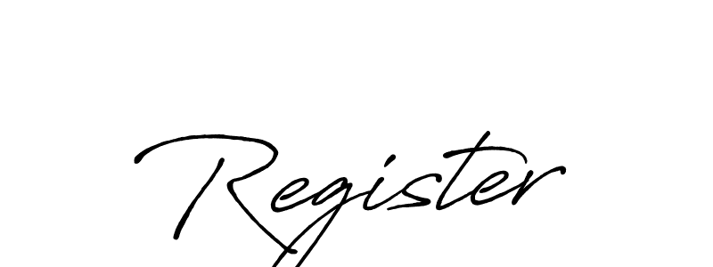 Design your own signature with our free online signature maker. With this signature software, you can create a handwritten (Antro_Vectra_Bolder) signature for name Register. Register signature style 7 images and pictures png