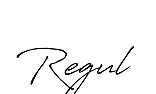 Create a beautiful signature design for name Regul. With this signature (Antro_Vectra_Bolder) fonts, you can make a handwritten signature for free. Regul signature style 7 images and pictures png