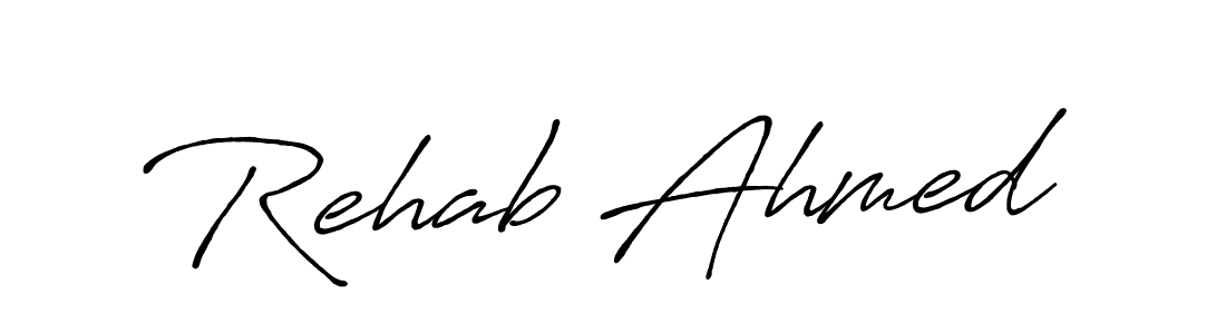 Use a signature maker to create a handwritten signature online. With this signature software, you can design (Antro_Vectra_Bolder) your own signature for name Rehab Ahmed. Rehab Ahmed signature style 7 images and pictures png