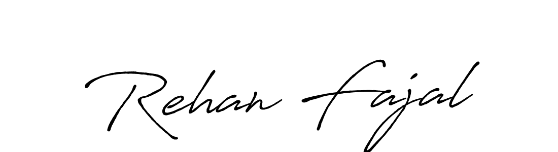 How to make Rehan Fajal name signature. Use Antro_Vectra_Bolder style for creating short signs online. This is the latest handwritten sign. Rehan Fajal signature style 7 images and pictures png