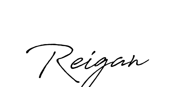 Make a beautiful signature design for name Reigan. With this signature (Antro_Vectra_Bolder) style, you can create a handwritten signature for free. Reigan signature style 7 images and pictures png