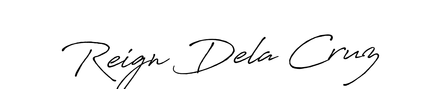 Use a signature maker to create a handwritten signature online. With this signature software, you can design (Antro_Vectra_Bolder) your own signature for name Reign Dela Cruz. Reign Dela Cruz signature style 7 images and pictures png