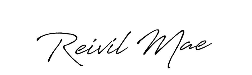 How to make Reivil Mae name signature. Use Antro_Vectra_Bolder style for creating short signs online. This is the latest handwritten sign. Reivil Mae signature style 7 images and pictures png