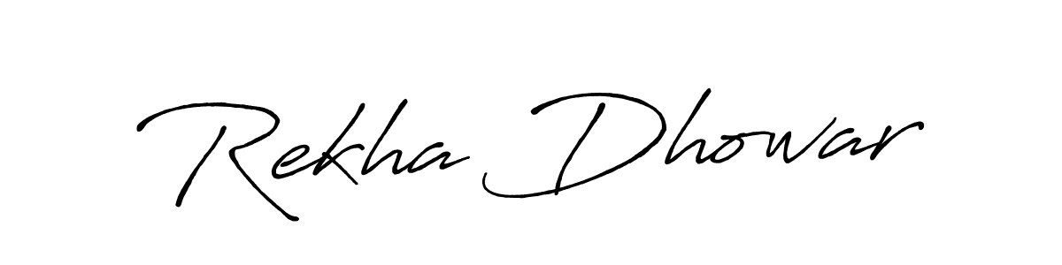 Make a beautiful signature design for name Rekha Dhowar. With this signature (Antro_Vectra_Bolder) style, you can create a handwritten signature for free. Rekha Dhowar signature style 7 images and pictures png