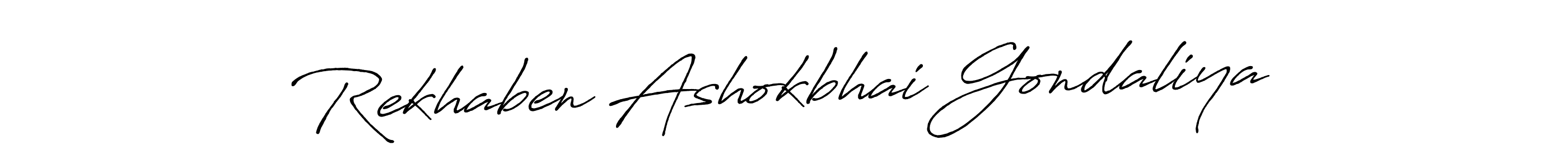 Create a beautiful signature design for name Rekhaben Ashokbhai Gondaliya. With this signature (Antro_Vectra_Bolder) fonts, you can make a handwritten signature for free. Rekhaben Ashokbhai Gondaliya signature style 7 images and pictures png