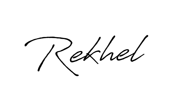 Use a signature maker to create a handwritten signature online. With this signature software, you can design (Antro_Vectra_Bolder) your own signature for name Rekhel. Rekhel signature style 7 images and pictures png