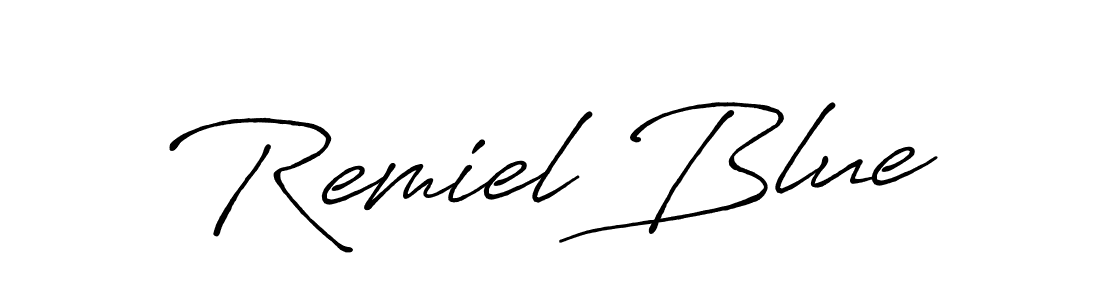 See photos of Remiel Blue official signature by Spectra . Check more albums & portfolios. Read reviews & check more about Antro_Vectra_Bolder font. Remiel Blue signature style 7 images and pictures png
