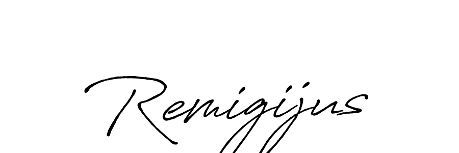 Remigijus stylish signature style. Best Handwritten Sign (Antro_Vectra_Bolder) for my name. Handwritten Signature Collection Ideas for my name Remigijus. Remigijus signature style 7 images and pictures png