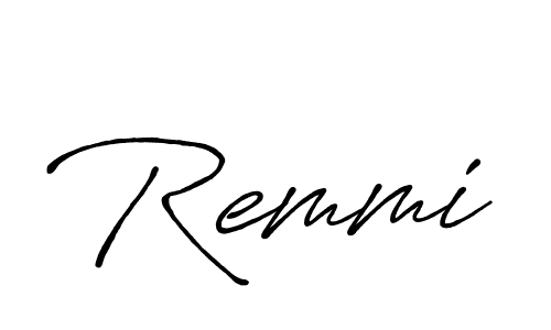 Make a beautiful signature design for name Remmi. With this signature (Antro_Vectra_Bolder) style, you can create a handwritten signature for free. Remmi signature style 7 images and pictures png