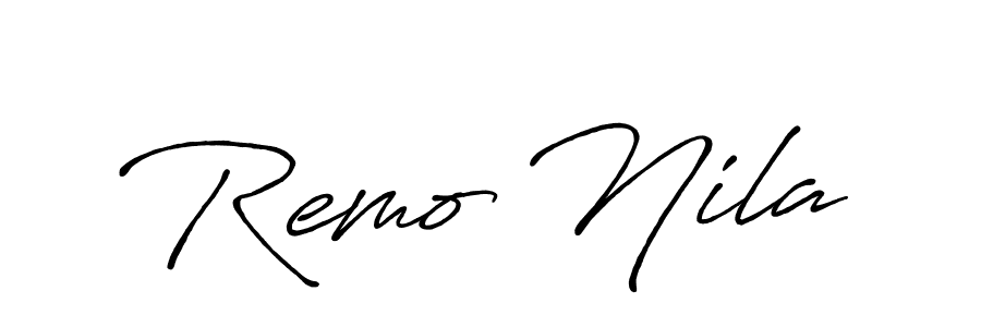 Also You can easily find your signature by using the search form. We will create Remo Nila name handwritten signature images for you free of cost using Antro_Vectra_Bolder sign style. Remo Nila signature style 7 images and pictures png