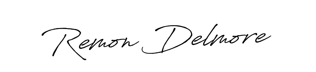 Remon Delmore stylish signature style. Best Handwritten Sign (Antro_Vectra_Bolder) for my name. Handwritten Signature Collection Ideas for my name Remon Delmore. Remon Delmore signature style 7 images and pictures png