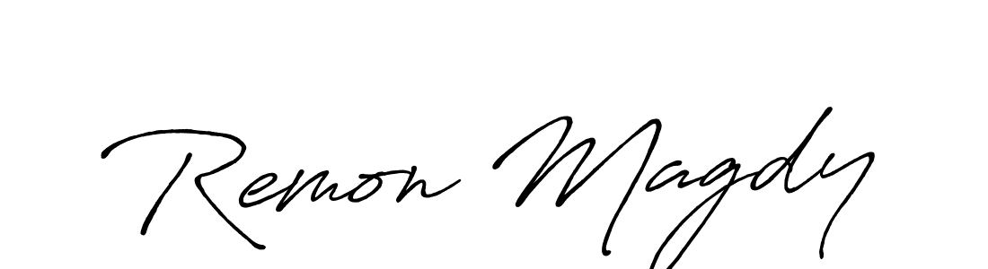 Make a beautiful signature design for name Remon Magdy. With this signature (Antro_Vectra_Bolder) style, you can create a handwritten signature for free. Remon Magdy signature style 7 images and pictures png