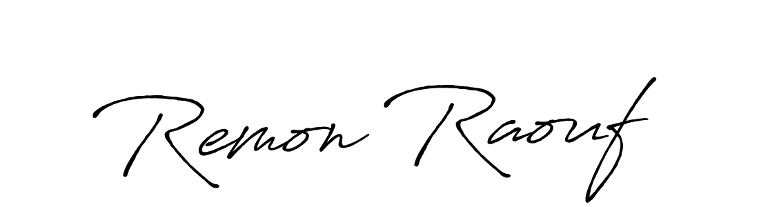 Remon Raouf stylish signature style. Best Handwritten Sign (Antro_Vectra_Bolder) for my name. Handwritten Signature Collection Ideas for my name Remon Raouf. Remon Raouf signature style 7 images and pictures png