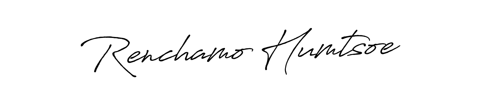 This is the best signature style for the Renchamo Humtsoe name. Also you like these signature font (Antro_Vectra_Bolder). Mix name signature. Renchamo Humtsoe signature style 7 images and pictures png