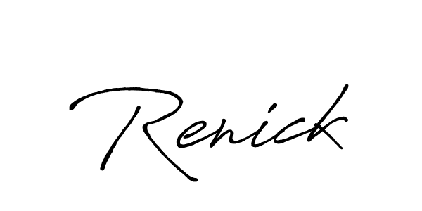How to make Renick name signature. Use Antro_Vectra_Bolder style for creating short signs online. This is the latest handwritten sign. Renick signature style 7 images and pictures png